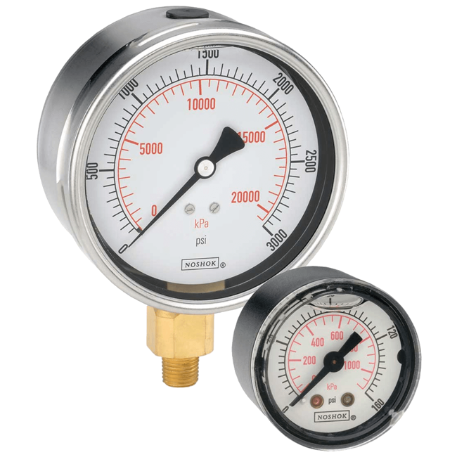 Noshok ABS and Stainless Steel Case, Liquid Filled Dial Indicating Pressure Gauge, 900 Series